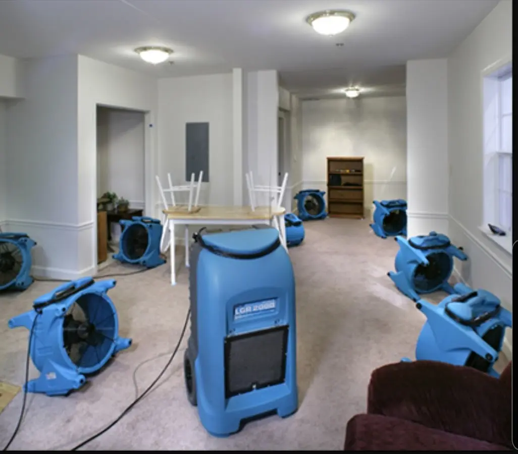 Air movers and dehumidifier setup for Water Extraction & Removal in Pacific Grove